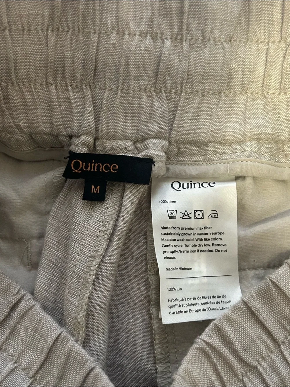 NWOT Quince 100% European Linen Wide Leg Pants in Beige (Flax)